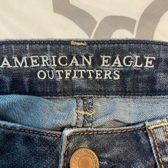 American Eagle Skinny Super Stretch Jeans Blue Medium Wash Denim Low Rise 0 - Picture 5 of 7